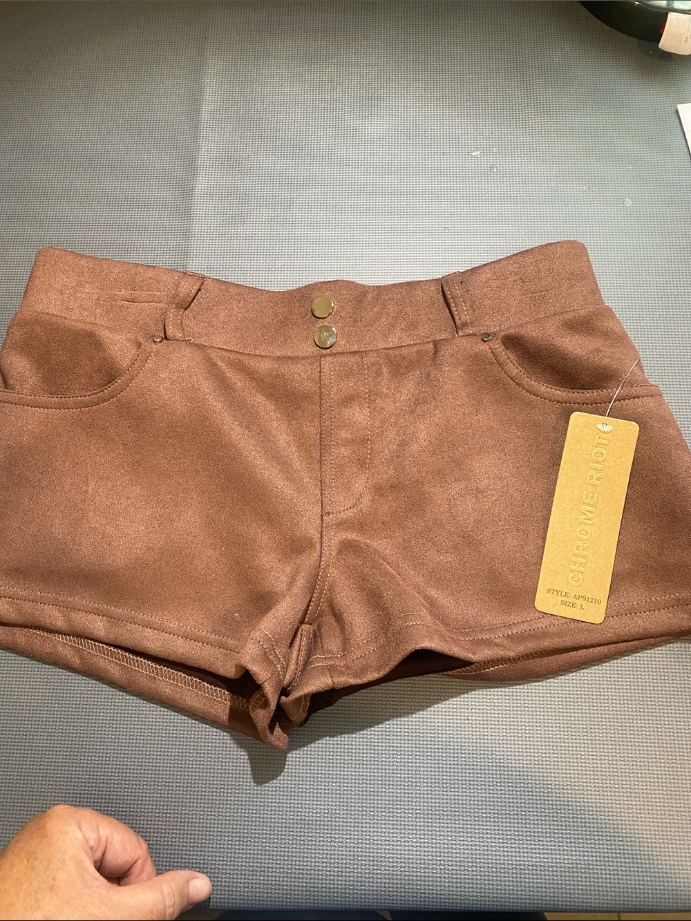 Me & Ro Brown Suede-Look High-Rise Jean Shorts